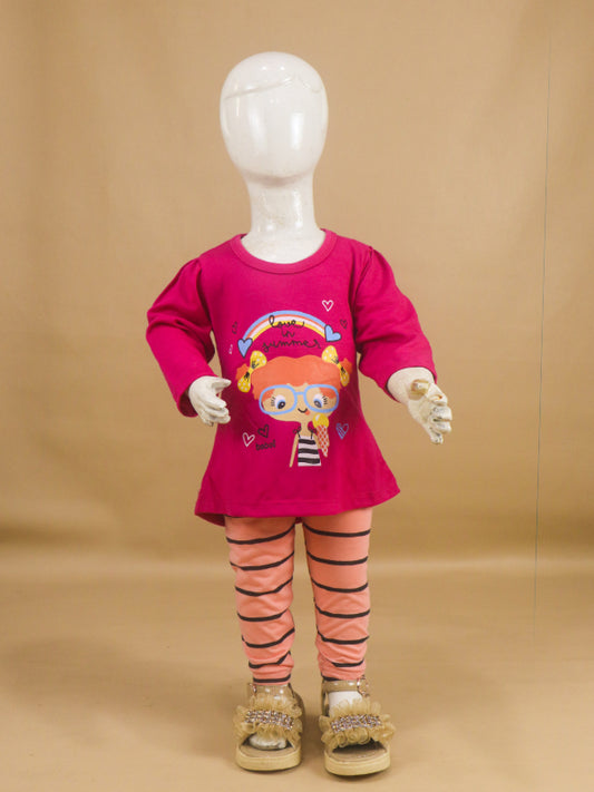 1Yr - 4Yrs Love Dark Pink Suit For Girls RG GS46