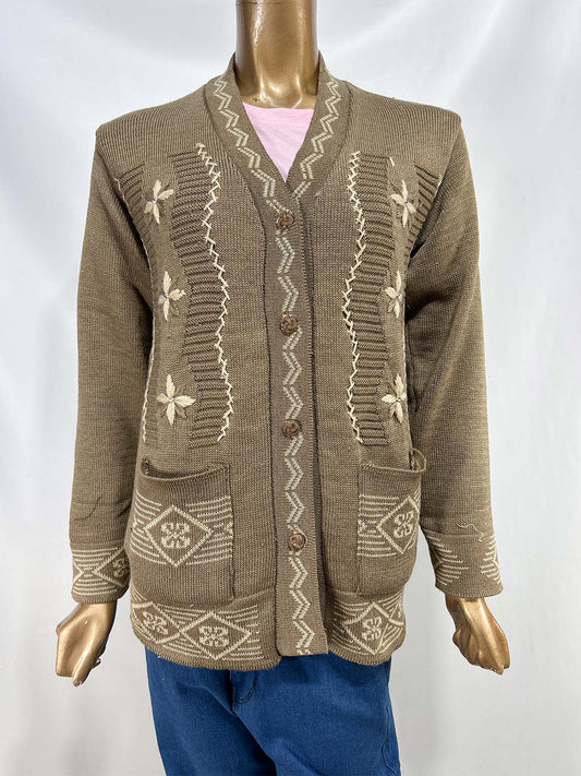 Brown Full Sleeves Long Sweater For Women WSW51