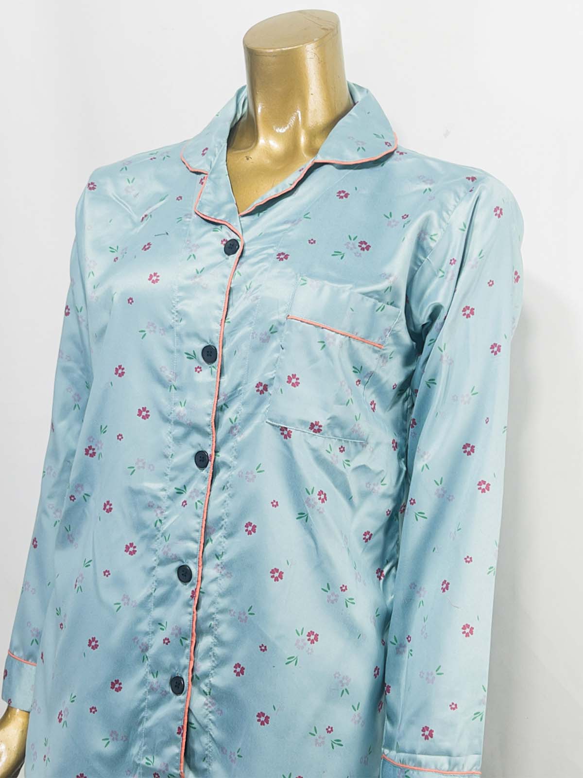Blue Silk Night Suit For Womens/Girls WNS51