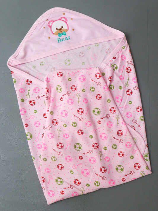 Light Pink Bear Wrapping Sheet For Newborn NWS06