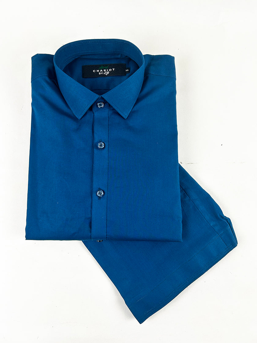 744-5 Sea Blue 100% Cotton Stitched Suit Kameez Shalwar For Men MSK149
