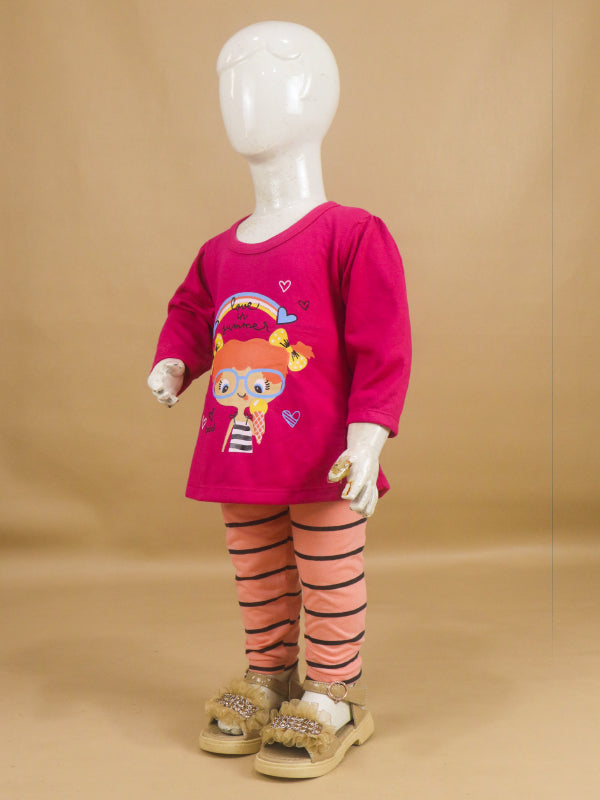 1Yr - 4Yrs Love Dark Pink Suit For Girls RG GS46