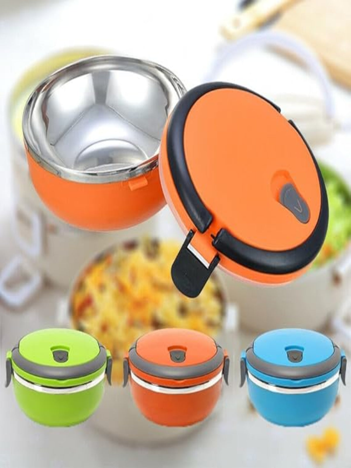 Orange Layers Stainless Steel Lunch Box 700ml WTB40