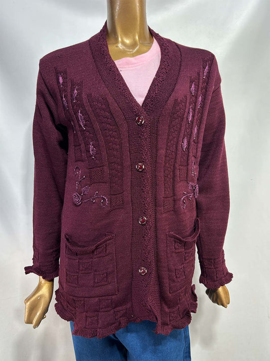 Purple Full Sleeves Long Sweater For Women WSW52