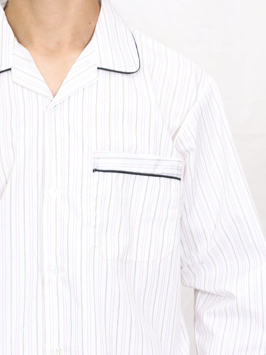 AN Men's 100% Cotton Night Suit White Multi Stripes