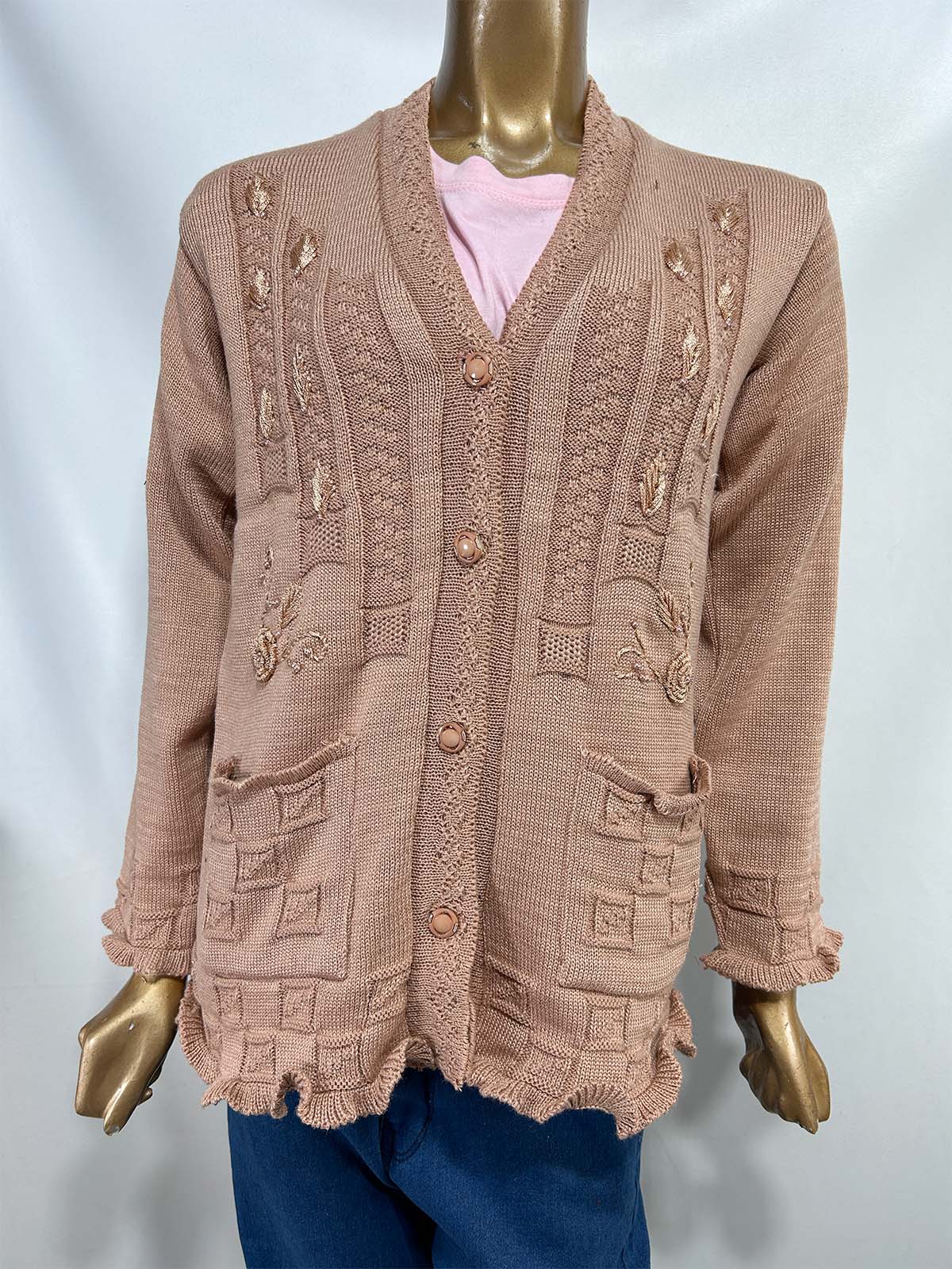 Mud Brown Full Sleeves Long Sweater For Women WSW53