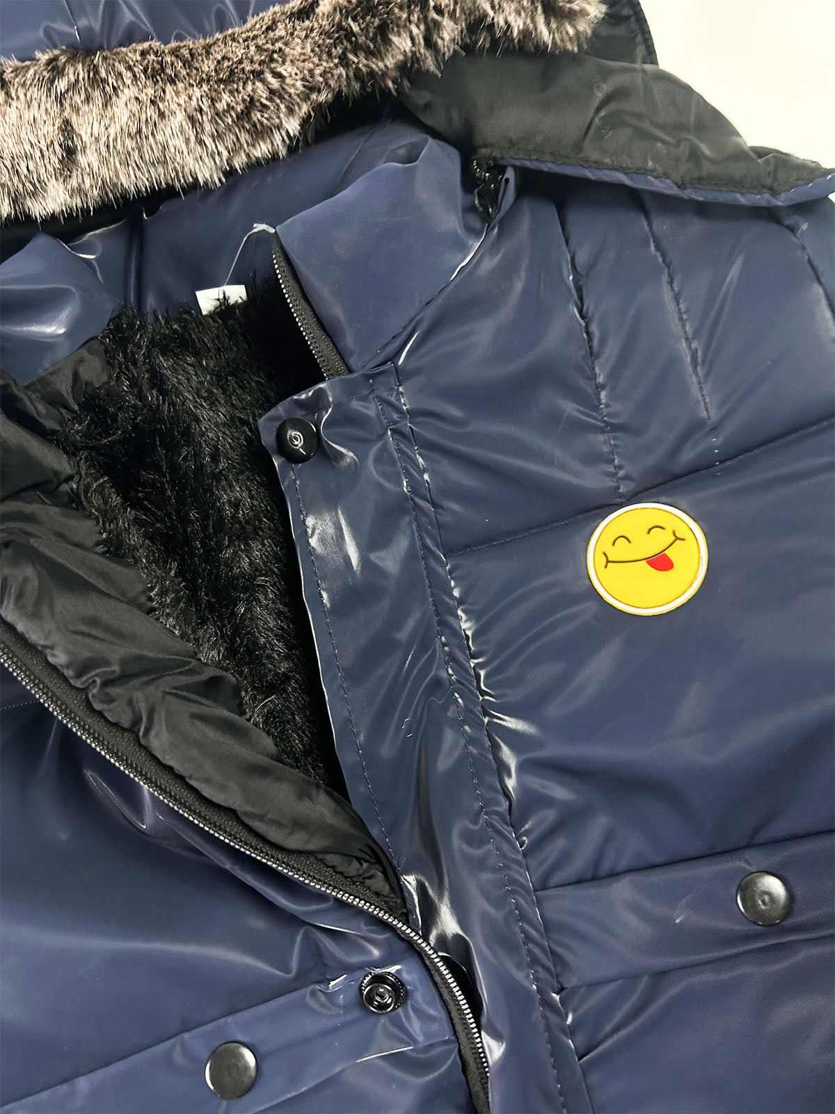 5Yrs - 10Yrs Kids Quilted Hooded Puffer Jacket Navy Blue KJ53