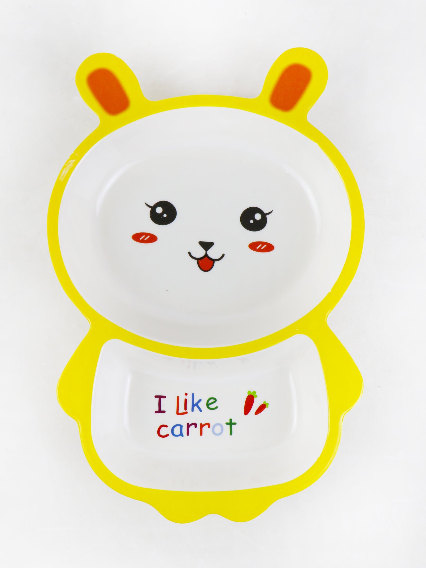 Cat Shaped 2-Compartment Melamine Tray Yellow