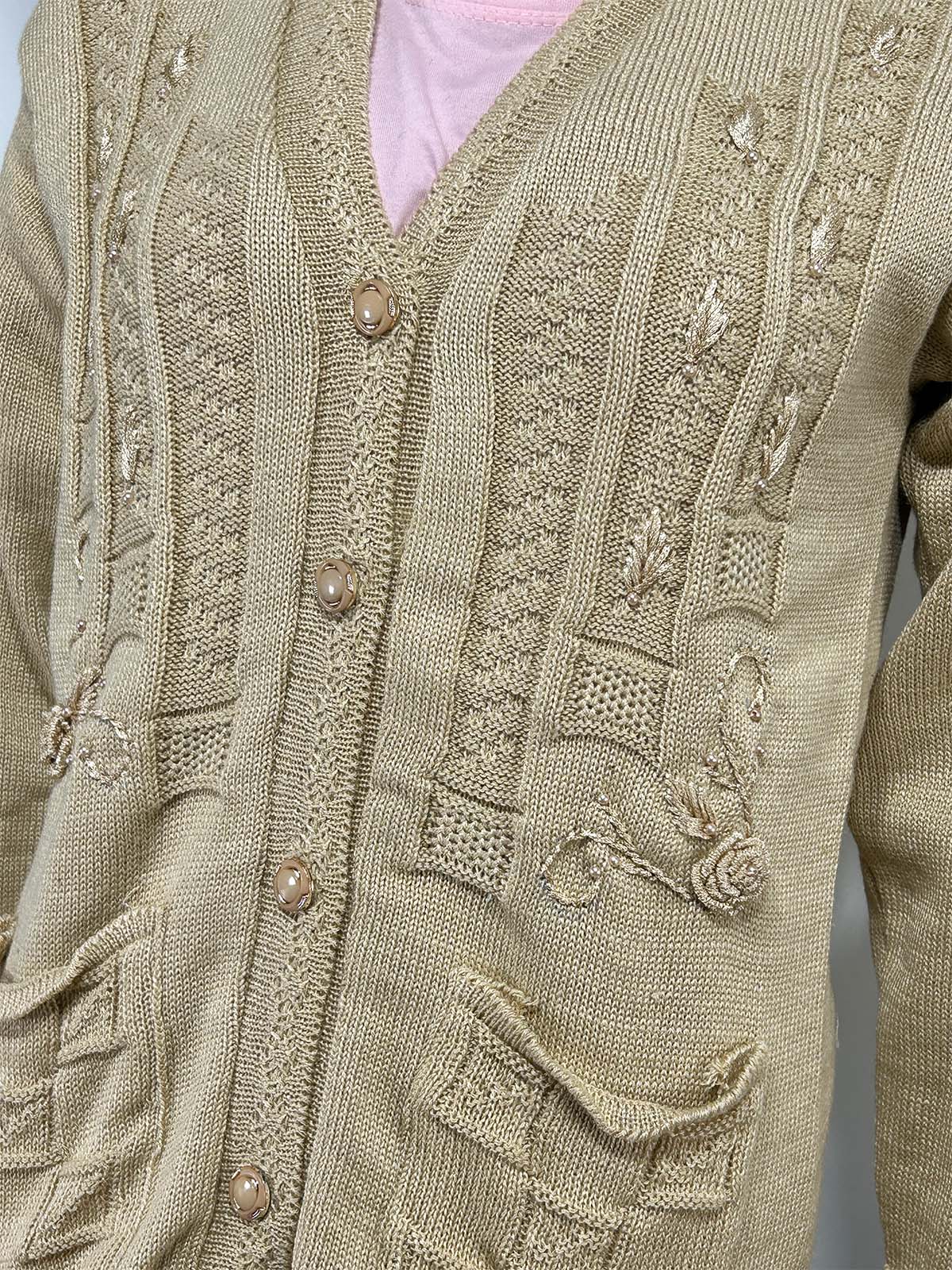 Beige Full Sleeves Long Sweater For Women WSW54