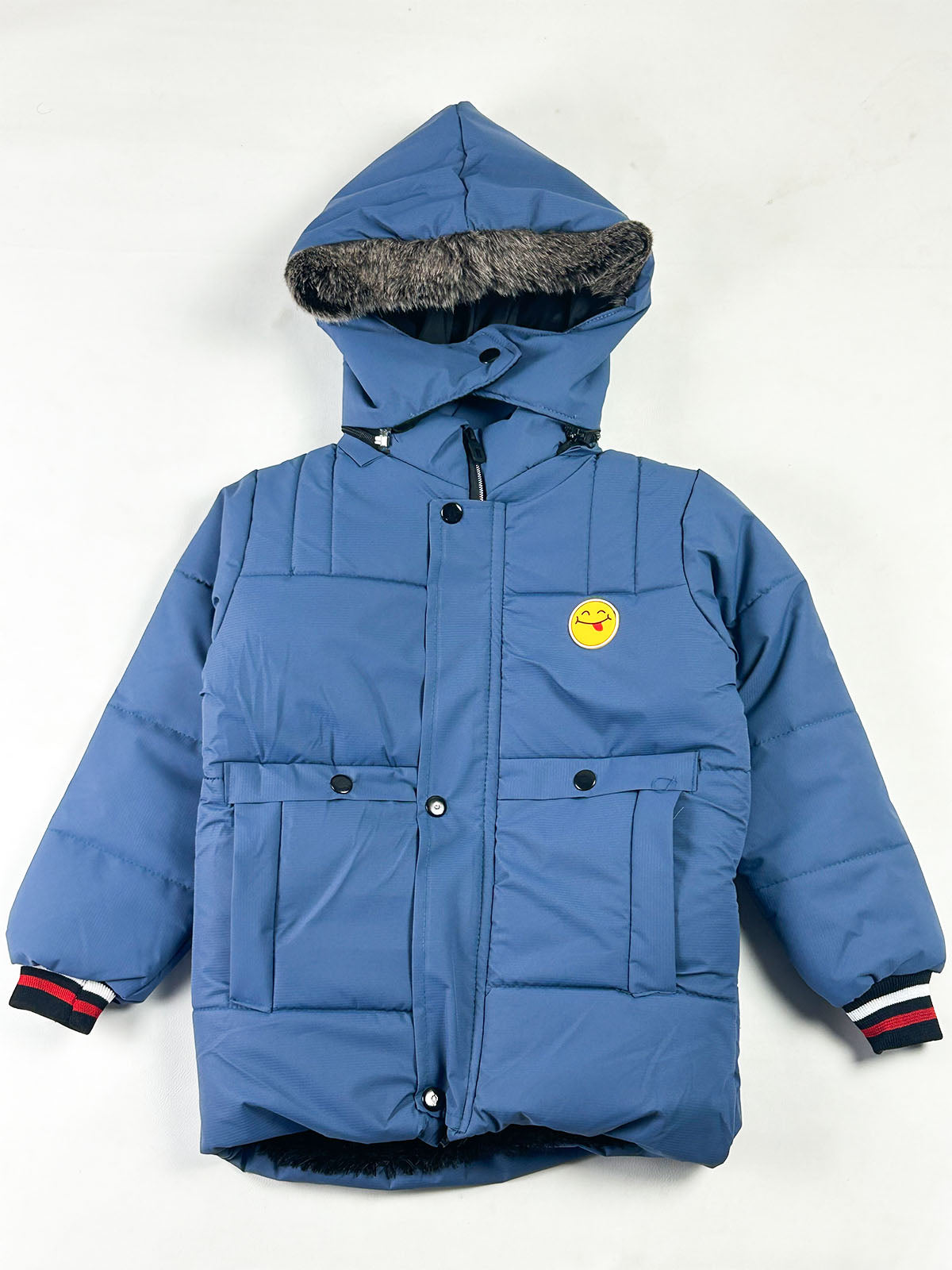 5Yrs - 10Yrs Kids Quilted Hooded Puffer Jacket Blue KJ54