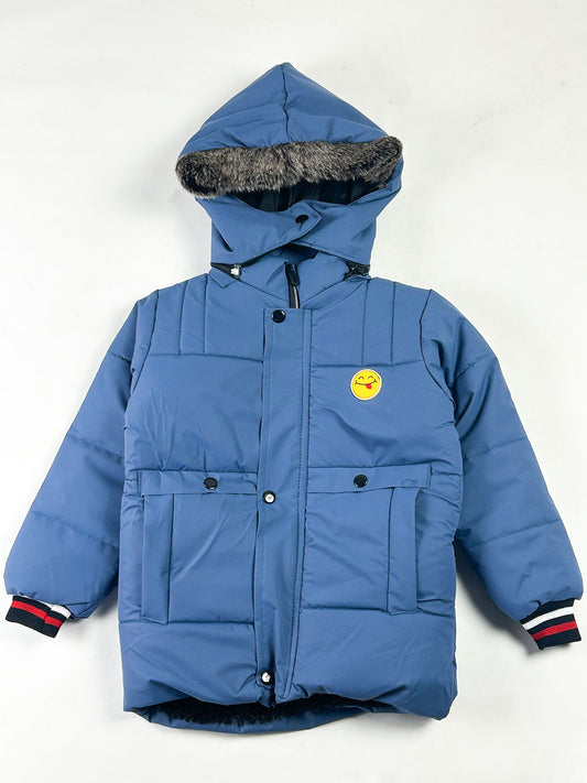 5Yrs - 10Yrs Kids Quilted Hooded Puffer Jacket Blue KJ54