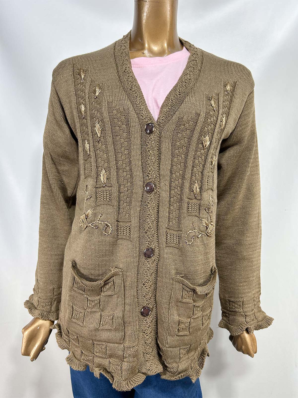 Brown Full Sleeves Long Sweater For Women WSW55