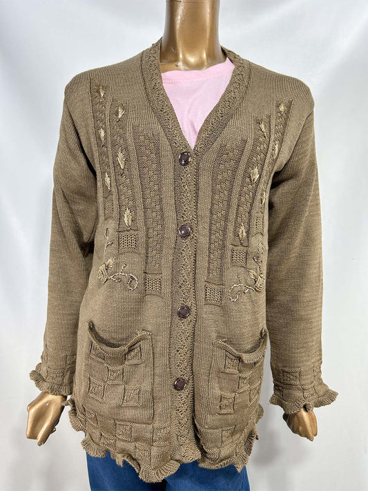 Brown Full Sleeves Long Sweater For Women WSW55