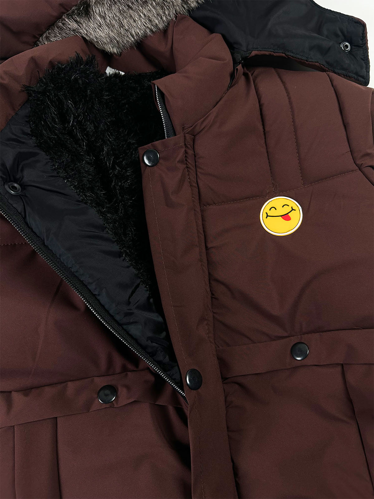 5Yrs - 10Yrs Kids Quilted Hooded Puffer Jacket Chocolate Brown KJ55