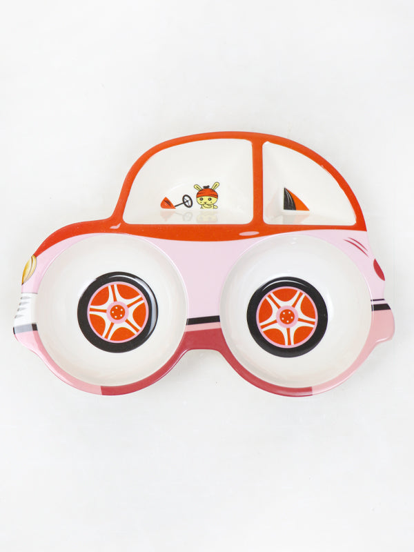 Kids Car Shaped Food Plate Pink - Multi Compartment