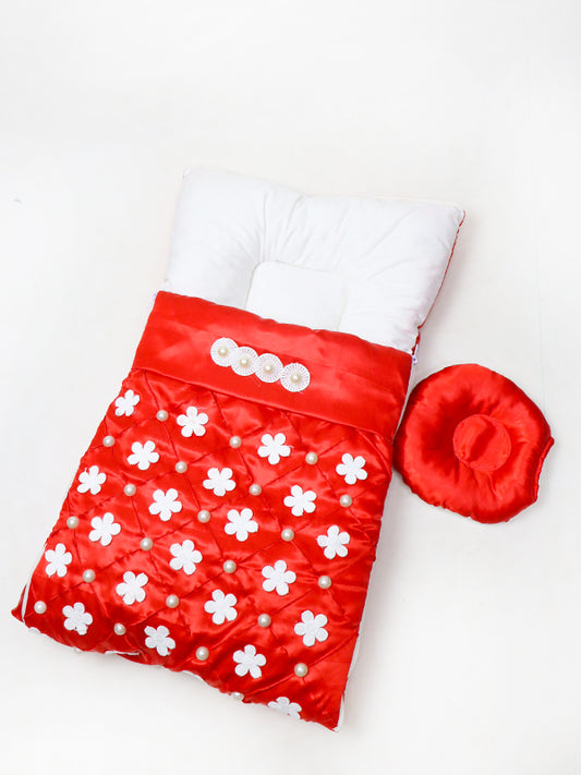 2Pcs Newborn Baby Quilted Sleeping Bag Flowers Red