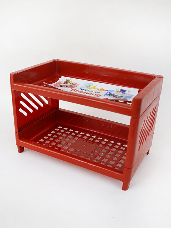 Double-layer Hollow Storage Shelf Red