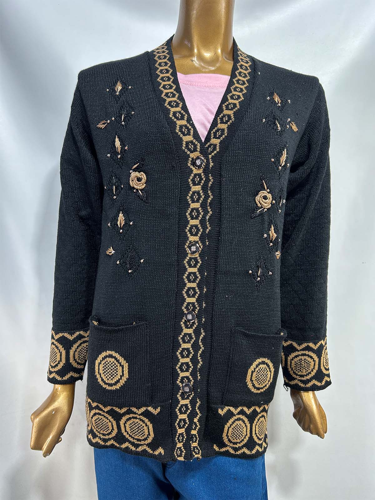 Black Full Sleeves Long Sweater For Women WSW56