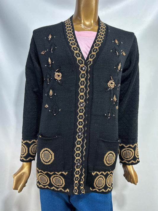 Black Full Sleeves Long Sweater For Women WSW56