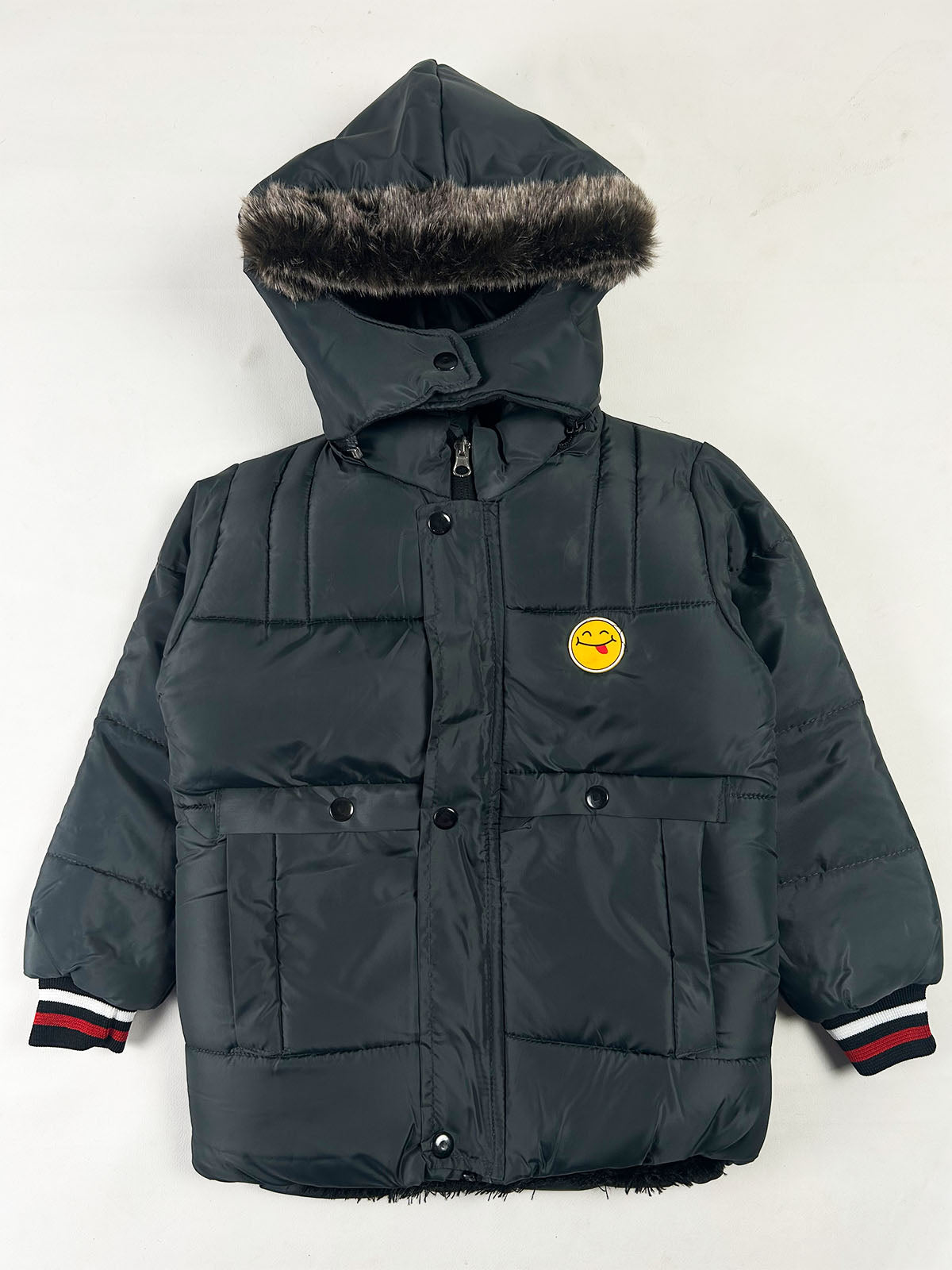 5Yrs - 10Yrs Kids Quilted Hooded Puffer Jacket Dark Forest Green KJ56