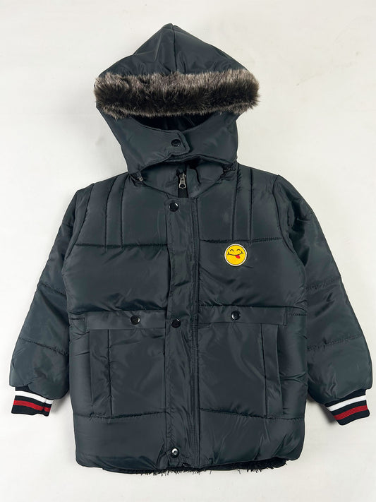5Yrs - 10Yrs Kids Quilted Hooded Puffer Jacket Dark Forest Green KJ56
