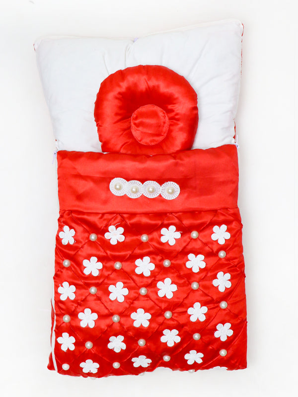 2Pcs Newborn Baby Quilted Sleeping Bag Flowers Red