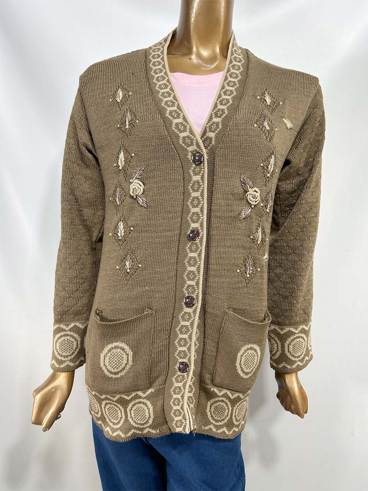 Brown Full Sleeves Long Sweater For Women WSW57