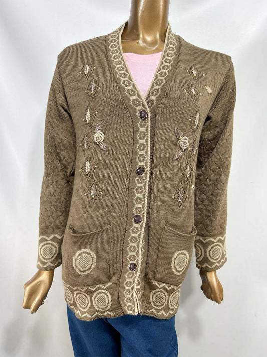 Brown Full Sleeves Long Sweater For Women WSW57