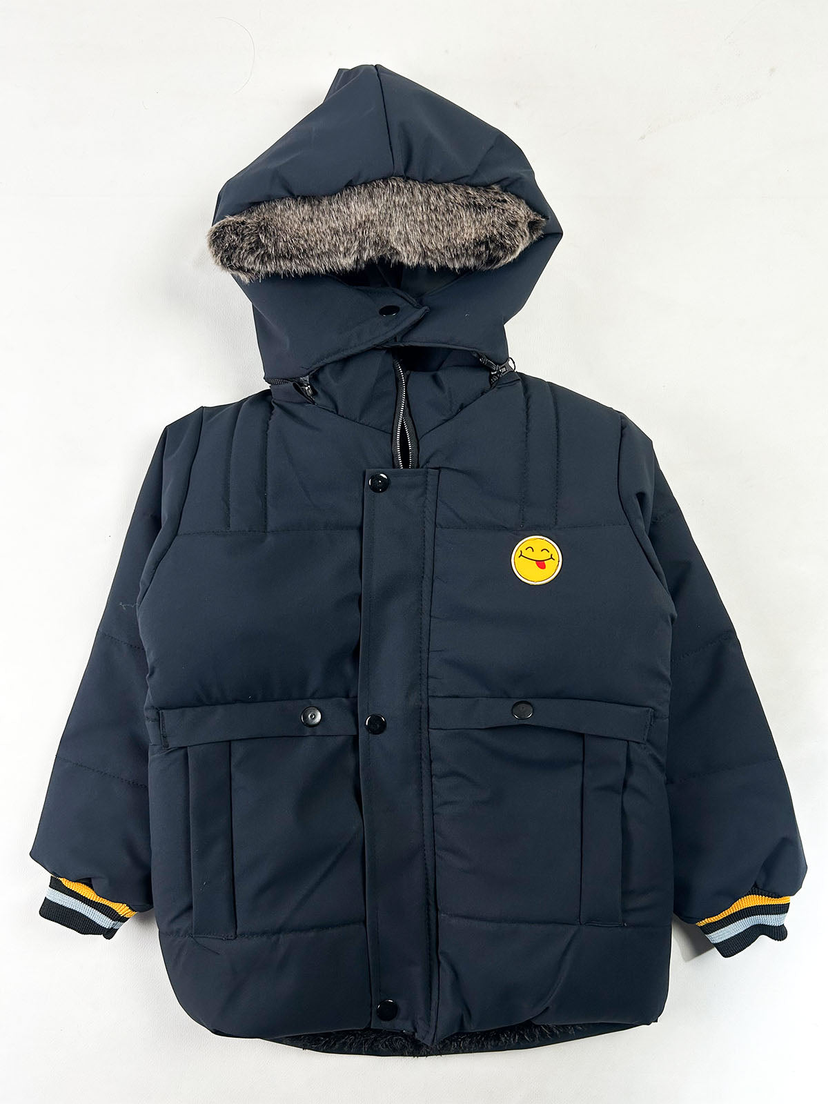 5Yrs - 10Yrs Kids Quilted Hooded Puffer Jacket Black KJ57