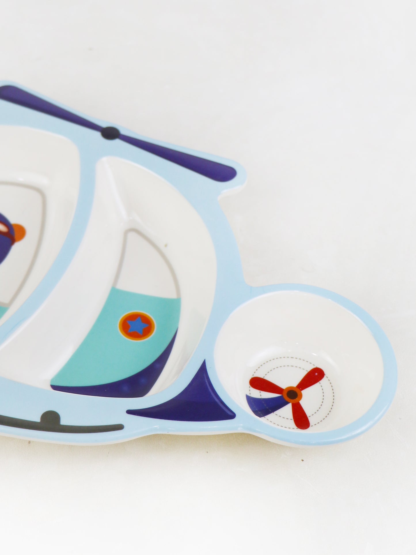 Helicopter Shaped 3-Compartment Melamine Tray Sky Blue