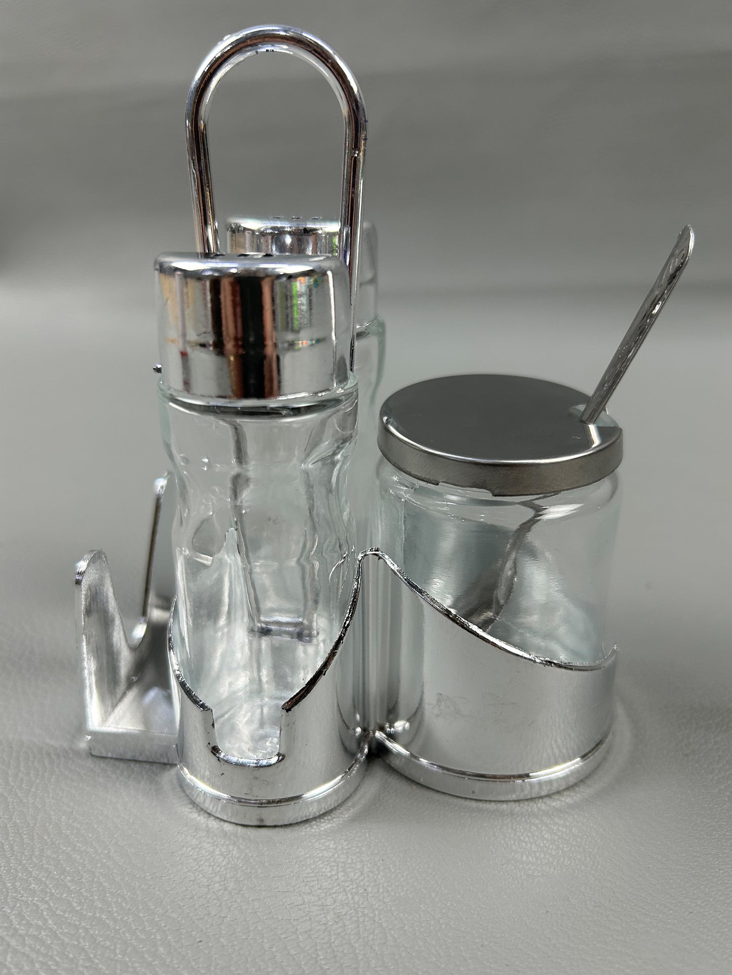 3-Piece Salt & Pepper Shaker and Sauce Dispenser Set with Table Napkin Holder