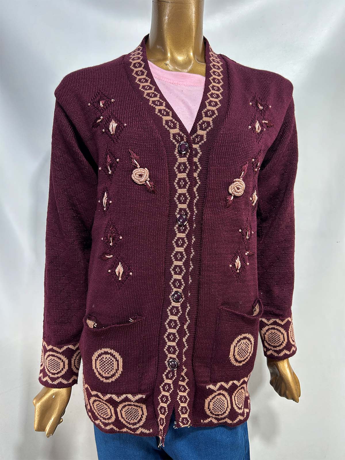Purple Full Sleeves Long Sweater For Women WSW58