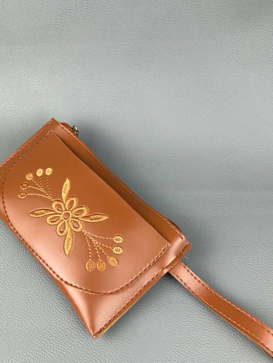 Caramel Brown Hand Pouch For Women's WHB87