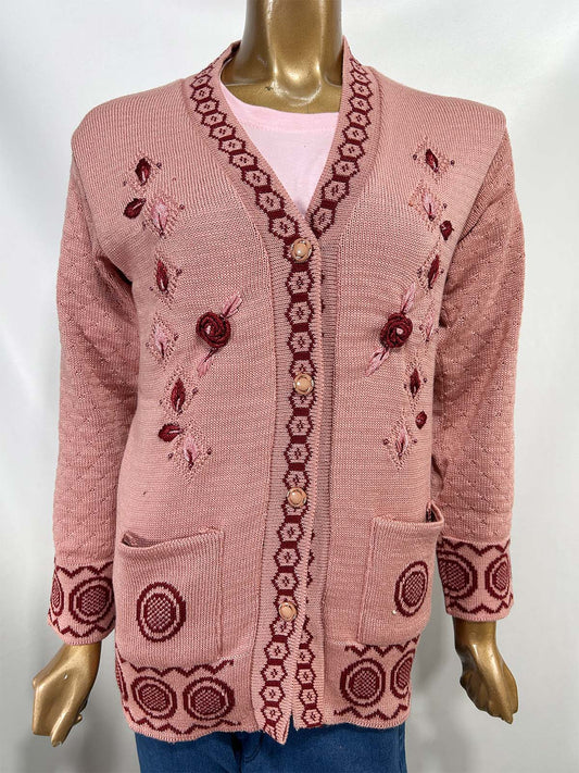 Pink Full Sleeves Long Sweater For Women WSW59