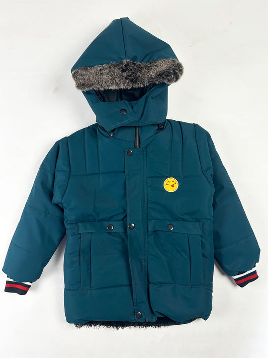 5Yrs - 10Yrs Kids Quilted Hooded Puffer Jacket Deep Teal KJ59