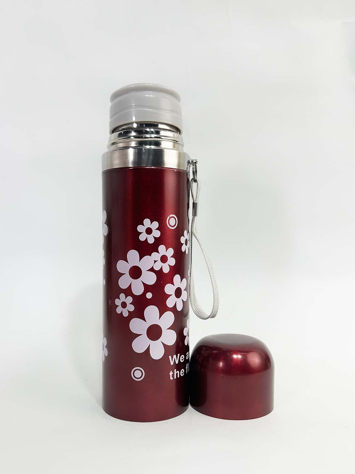 Floral Maroon Stainless Steel Bottle 500ML D-59