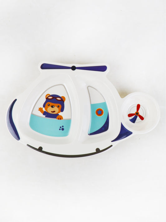 Helicopter Shaped 3-Compartment Melamine Tray White