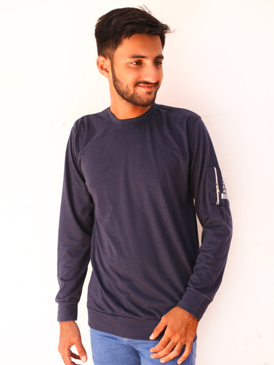 Navy Blue NO Full Sleeve Printed T-Shirt For Men SN MTS82