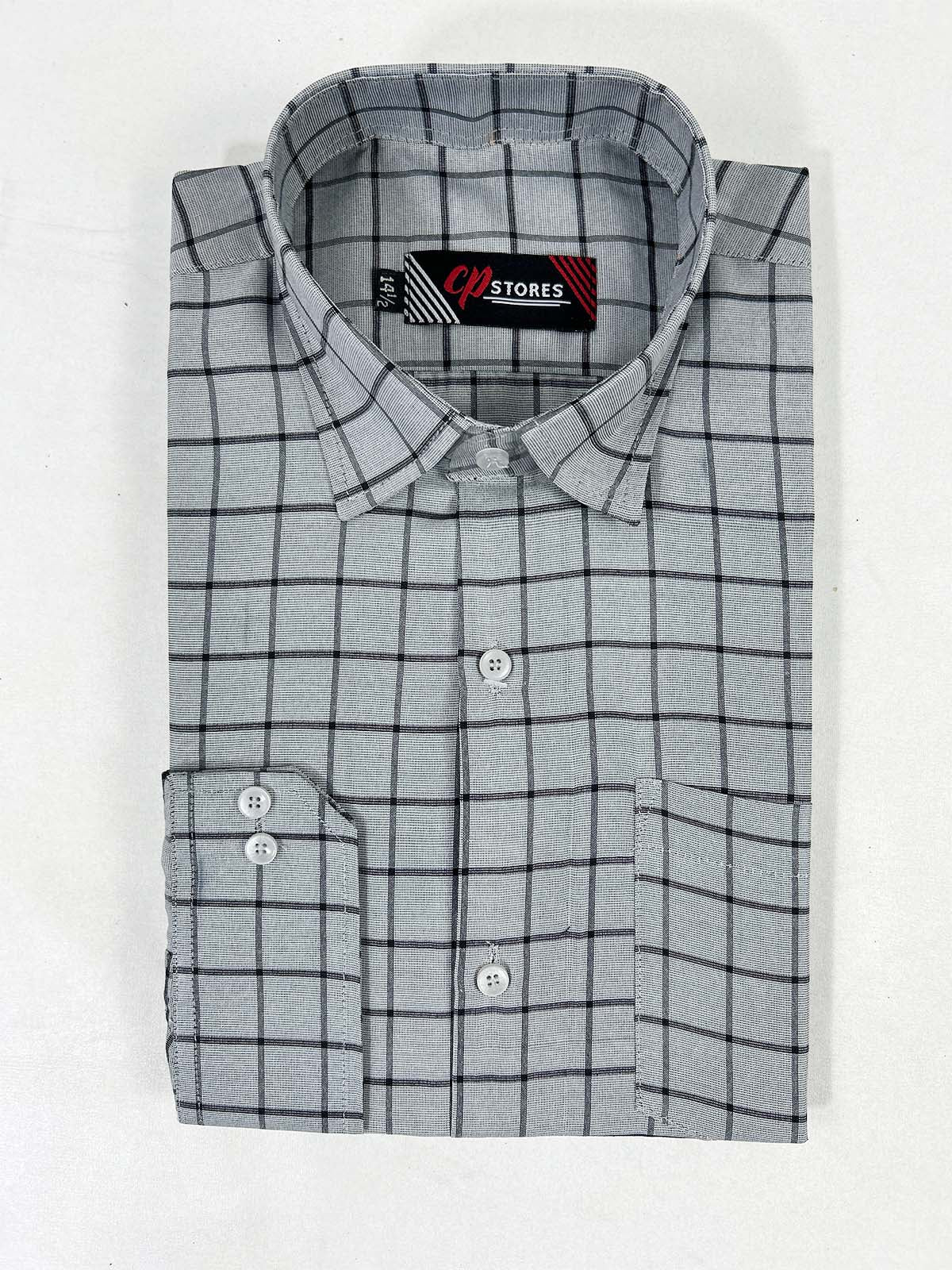 Grey Checks Formal Dress Shirt For Men MFS372