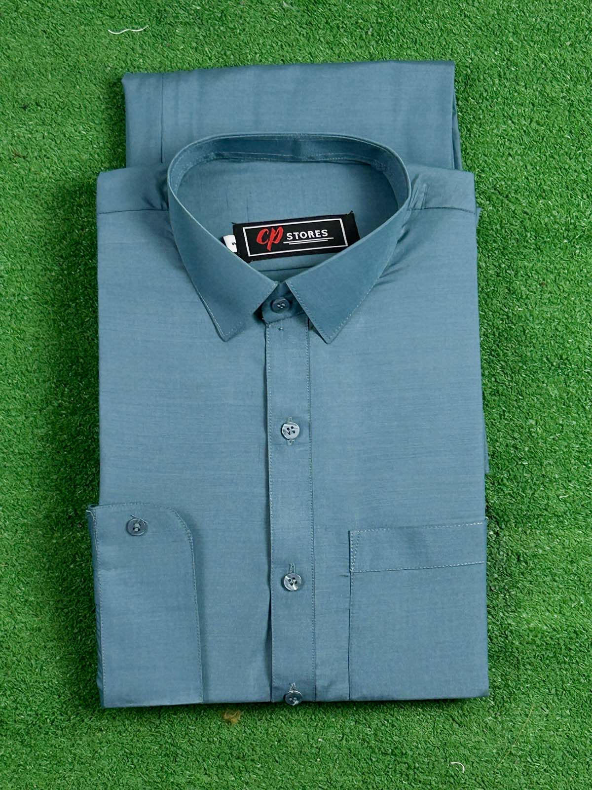 785-5 Copen Blue Stitched Suit Kameez Shalwar For Men MSK276