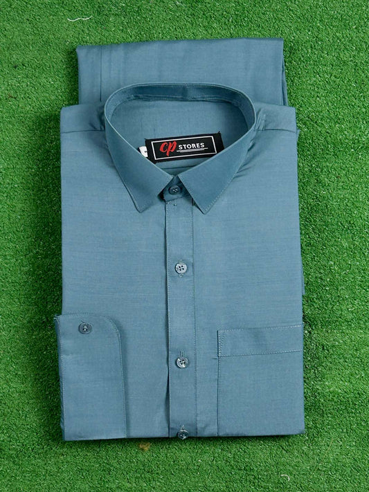 785-5 Copen Blue Stitched Suit Kameez Shalwar For Men MSK276