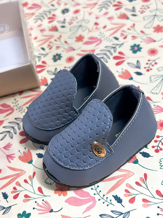 Slate Blue Loafer Booties For Newborn NB95