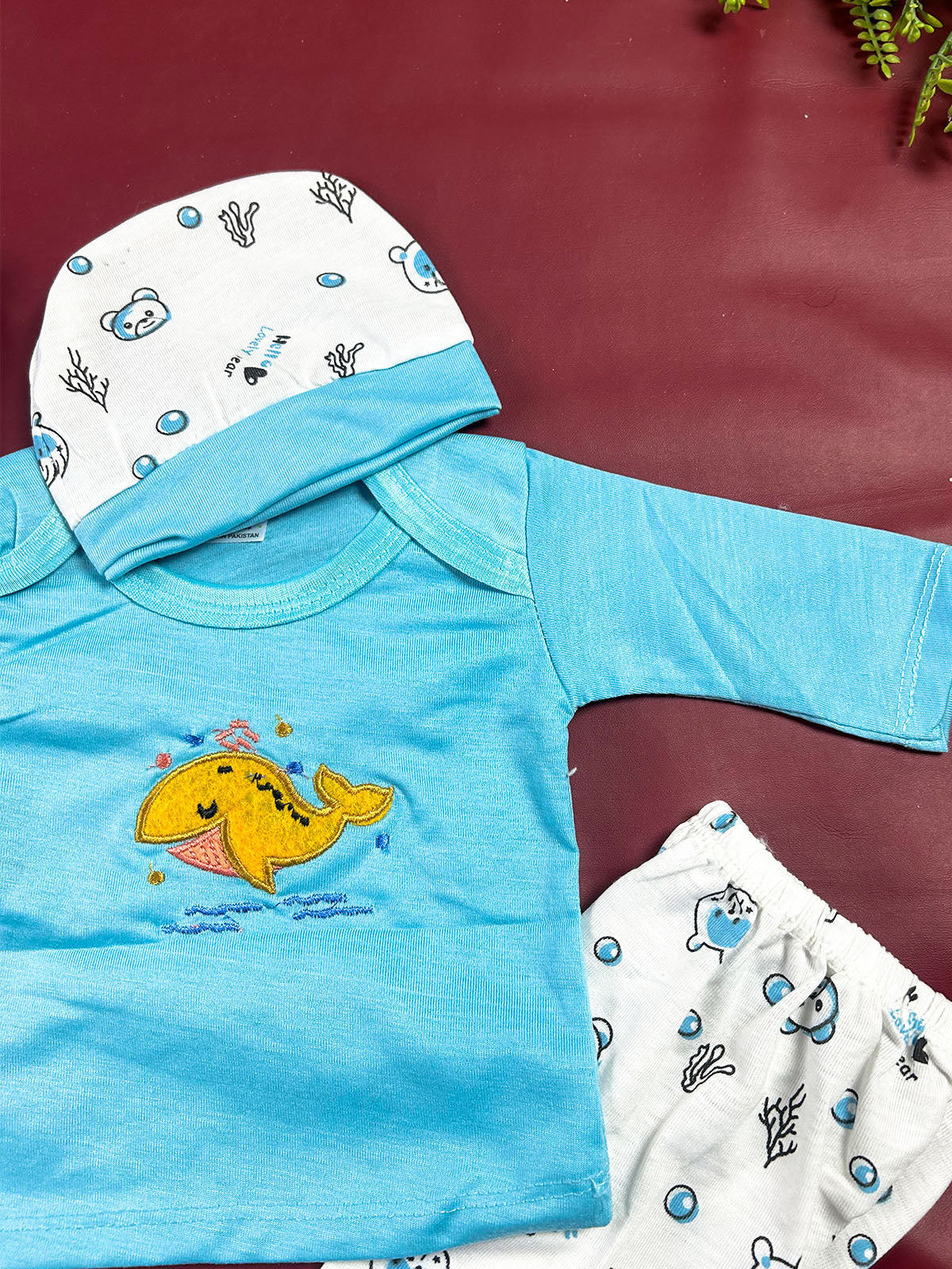 0Mth - 3Mth Whale Blue 5Pcs Gift Set For Newborn NBGS446