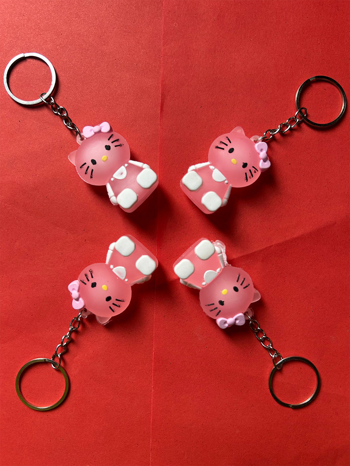 KC31 Pack of 4 Kitty Key Chain Multicolor