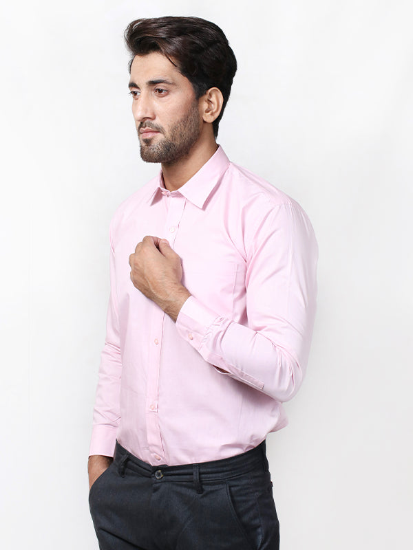 ZS Men's Plain Formal Dress Shirt Light Pink