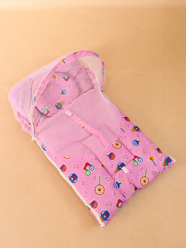 Pink Sleeping Bag With Mosquito Net For Newborns N NBSB07