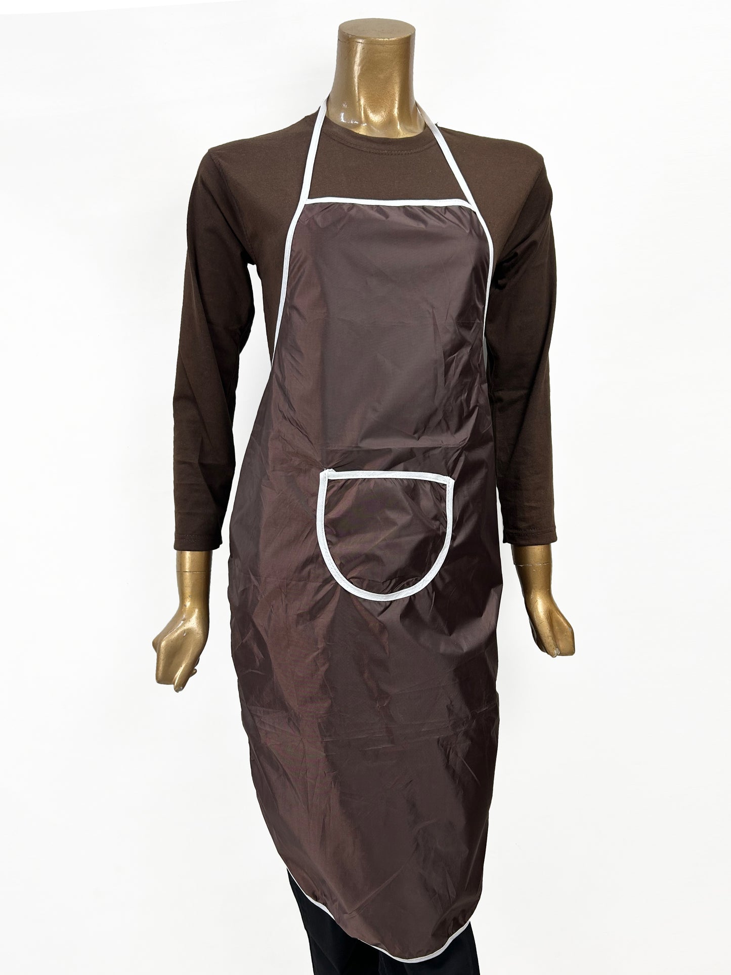 Brown Plain Kitchen Cooking Apron With Front-Pocket KA06