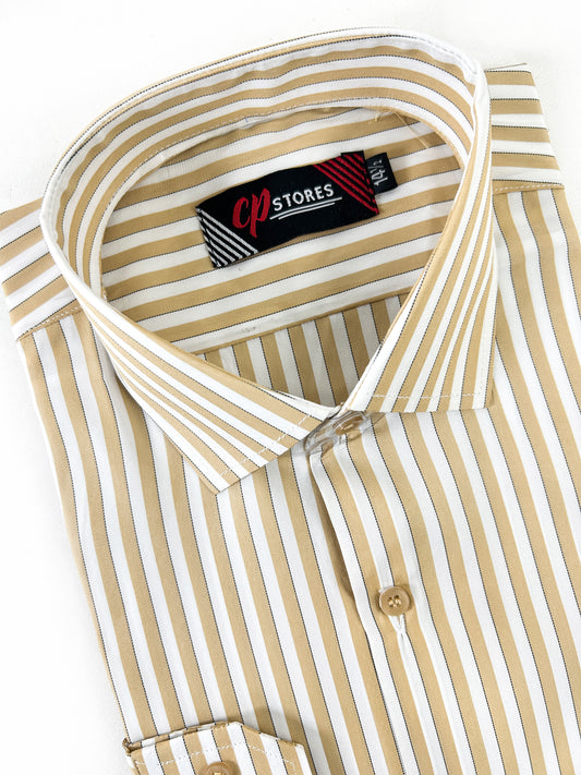 Beige Lines Formal Dress Shirt For Men MFS353