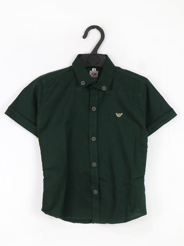 BCS19 AZ Boys Casual Shirt Half Sleeves 3Yrs - 12Yrs Dark Green