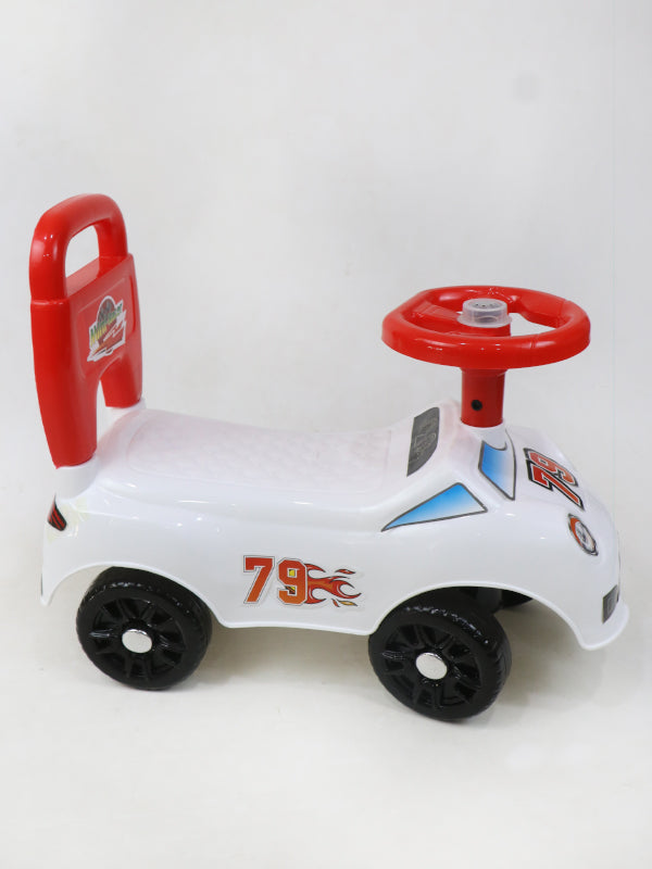 79 Racer 4 Wheel Ride On Push Car For Kids White